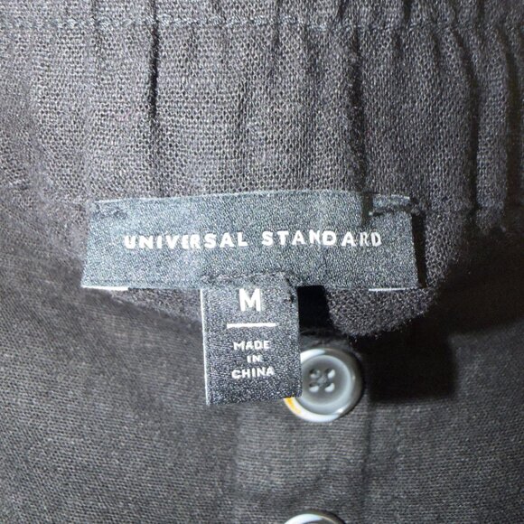Universal Standard Black Button Front Pants Size M Relaxed Wide Leg - Picture 3 of 7